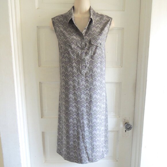 Eddie Bauer Gray & Purple Chevron Print Outdoor Dress L - Picture 1 of 9